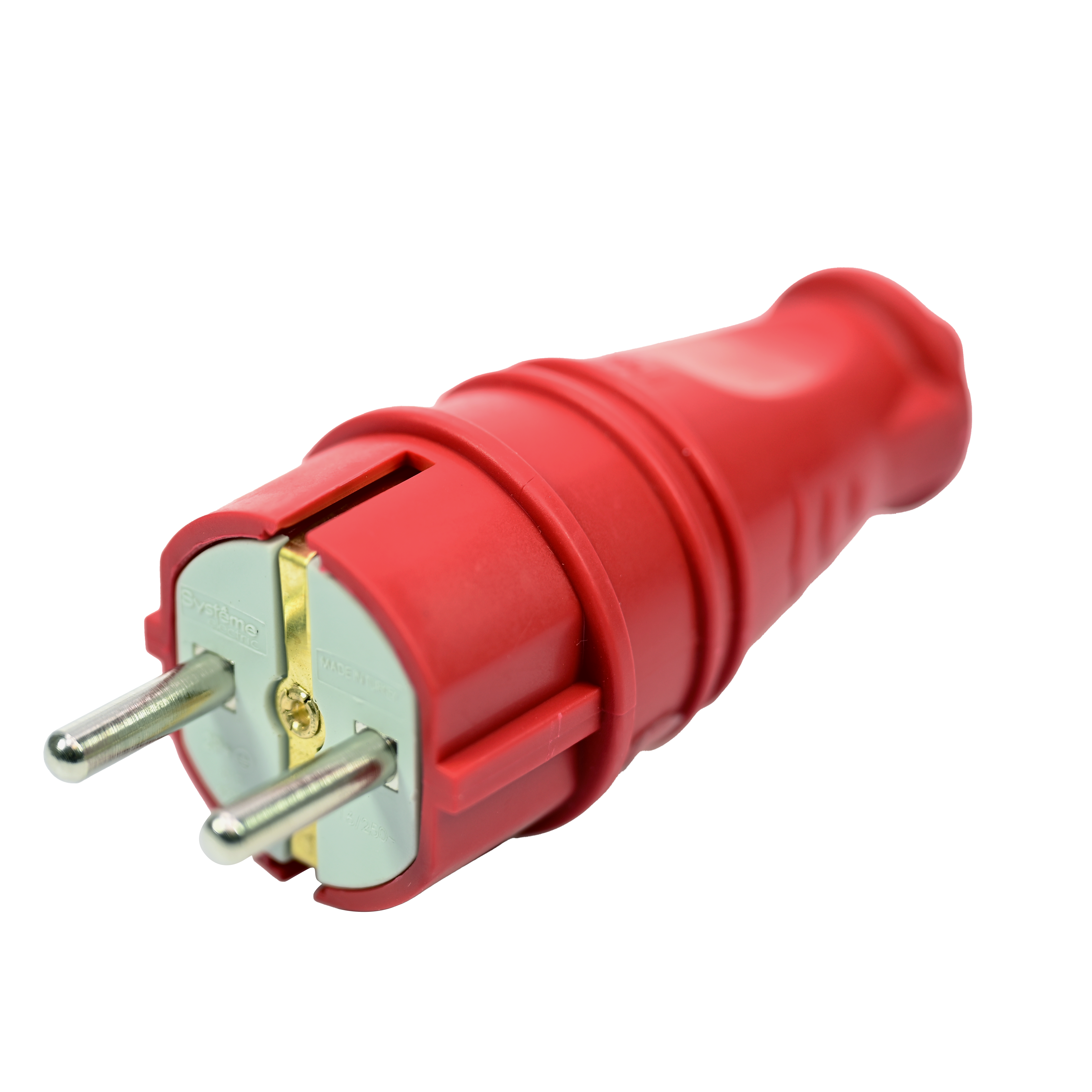 MultiSet Вилка 2К+З прямая каучуковая 16А/250В IP44 Красная Systeme Electric MST4401RD