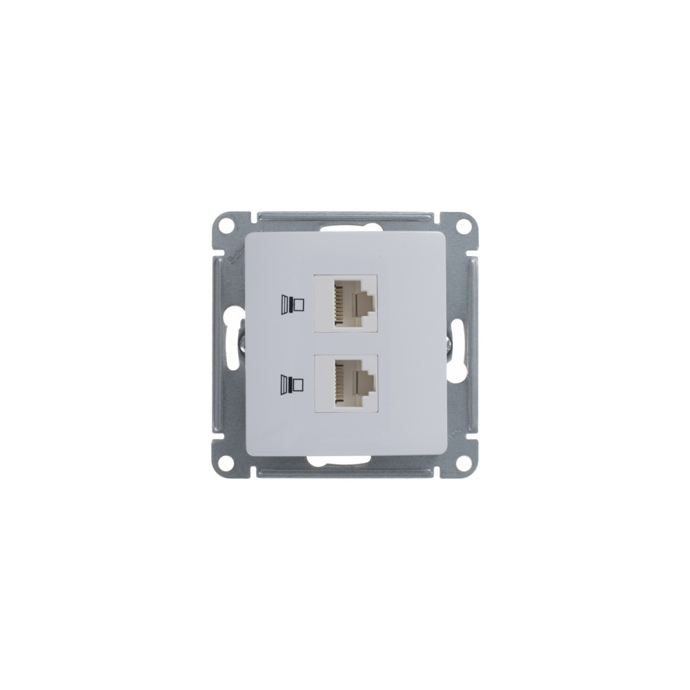 Розетка Glossa двойная компьютерная RJ45 + RJ45 кат.5E механизм белый Systeme Electric GSL000185KK