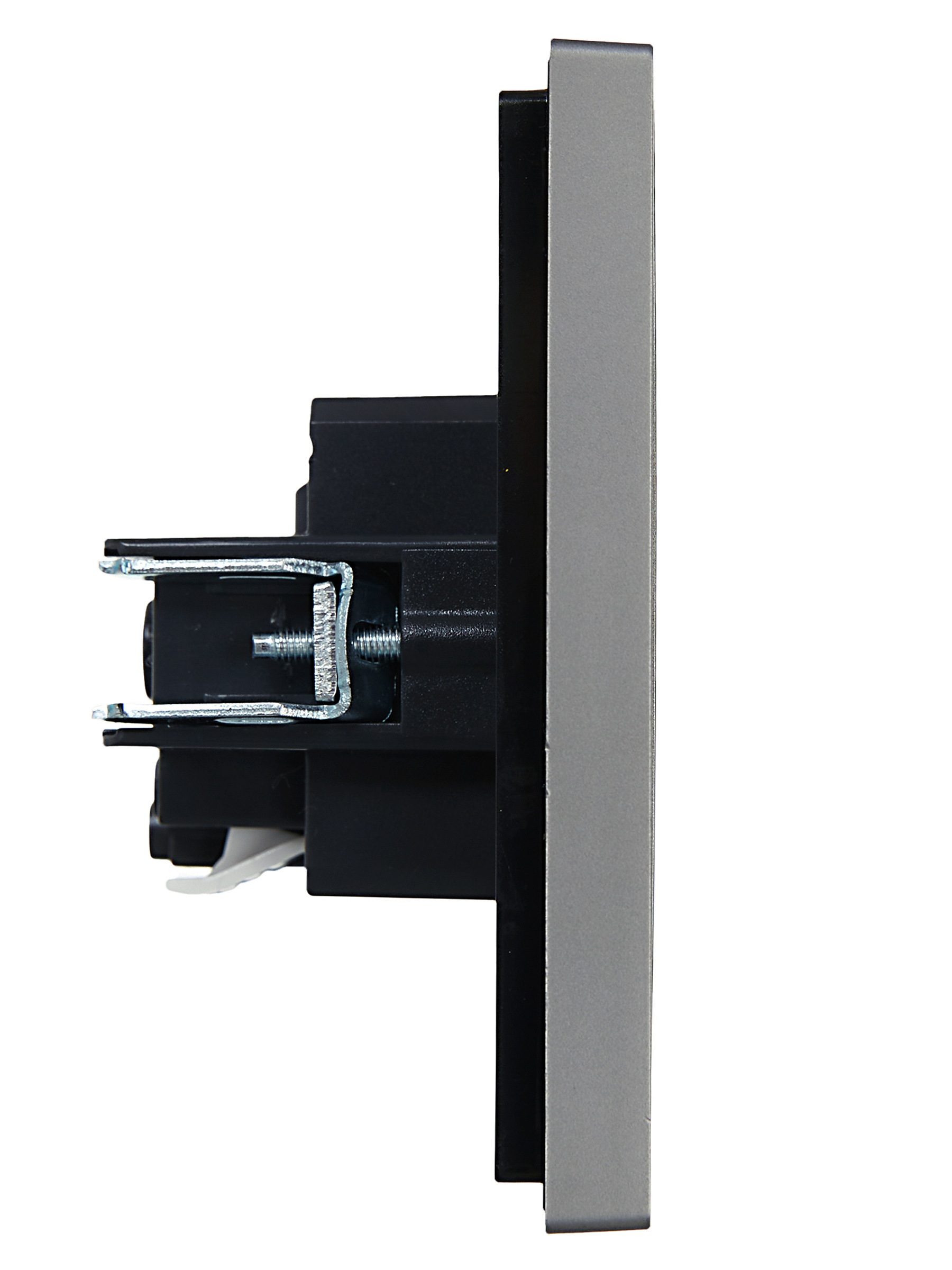 FORTE&PIANO Розетка 1-местная с заземлением с защитными шторками безвинтовое крепление 16А FP513 сталь IEK FP-R14-16-1-K46