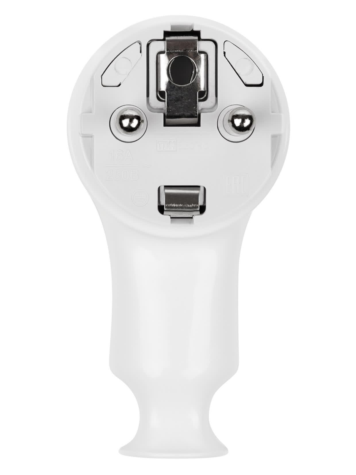 Вилка угловая c/з белая с кнопкой извлечения из сети 16А 250В TDM TDM ELECTRIC SQ1806-0398