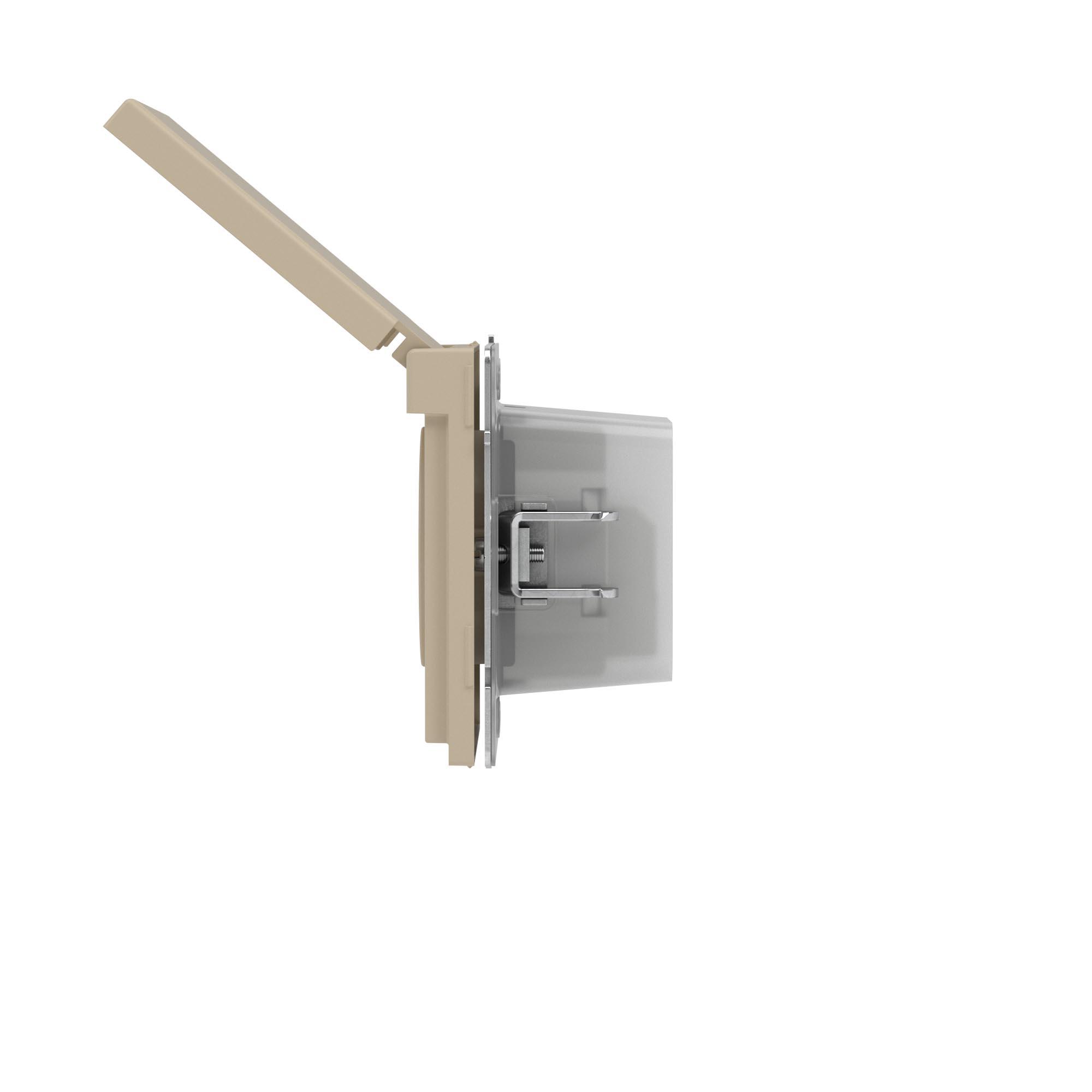 Розетка силовая, 2P+E, с з/ш, с крышкой, IP44, KANT, ванильный марципан DKC 7015013
