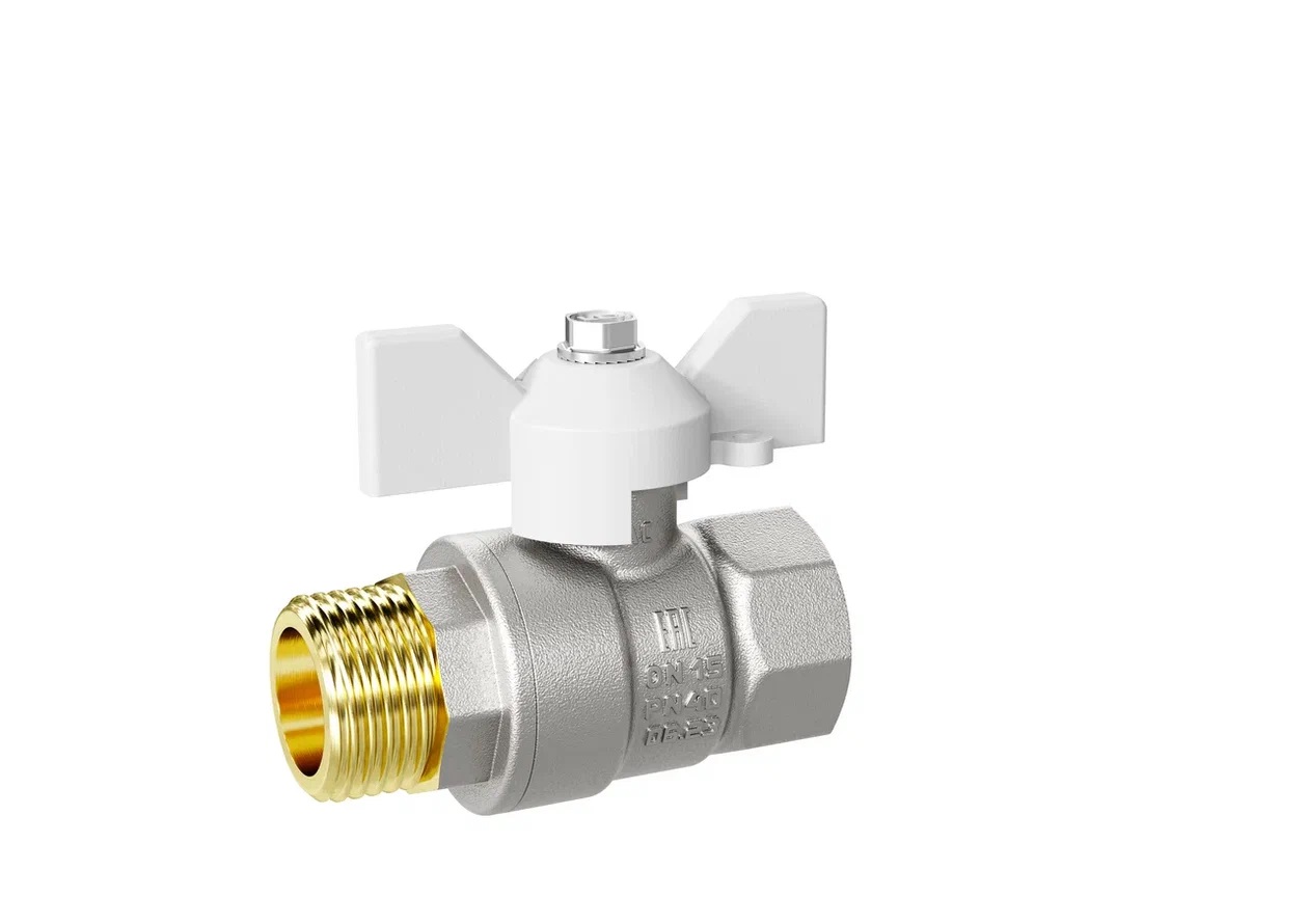 Кран шаровой 11б27п1 Ду15 Ру40 (1/2') ВН белая ручка бабочка LD Pride LD Pride 47.15.В-Н.Б (white) LD 47.302.15 W