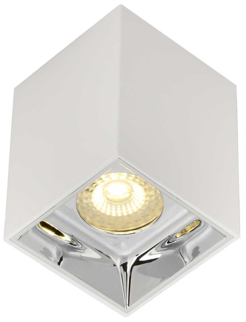 LIGHTING Светильник 4112 накладной потолочный под лампу GU10 белый/хром пластик IEK LT-UPB0-4112-GU10-1-K23