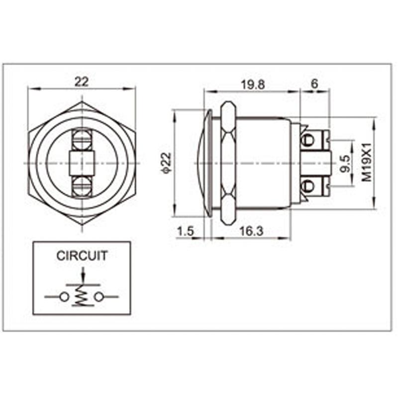 Кнопка антивандальная 19 Б/Фикс (2с винт) OFF-(ON)сфера REXANT 36-3410