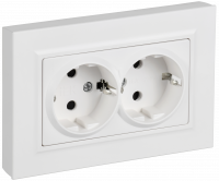 BRITE Розетка 2-местная с заземлением с защитными шторками плоская 16А в сборе РСшПл12-3-БрАБ арктический белый IEK BR-R28-16-K91-F