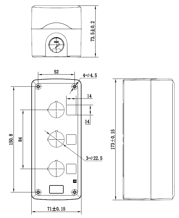 Корпус под кнопочный пост, 3 места DKC MC03