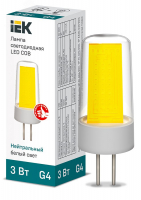 Лампа светодиодная COB капсула 3Вт 230В 4000К керамика G4 IEK LLE-COB-3-230-40-G4