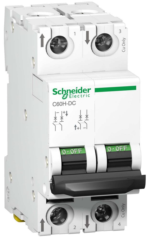 Выключатель автоматический двухполюсный 1А C C60H-DC 500В DC Schneider Electric A9N61521
