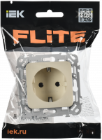 FLITE Розетка с заземлением без защитных шторок безвинтовое крепление 16А РС11-1-ФлСл сливочный IEK FI-R11-16-1-K86