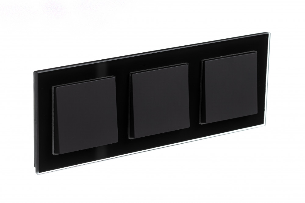 Рамка трехпостовая ATLASDESIGN NATURE, СТЕКЛО ЧЕРНЫЙ Systeme Electric ATN321003