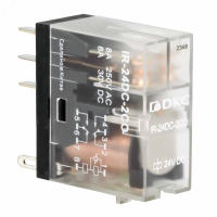 Реле миниатюрное промышленное, 2CO, коммутируемый ток 8 А, AgSnO, напряжение 24V DC, опция – светодиод DKC IR-24DC-2CO