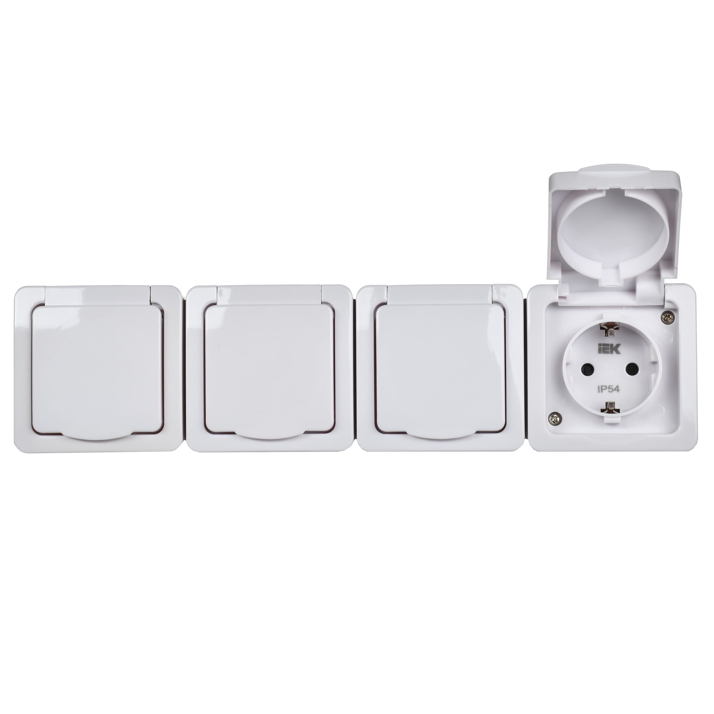 Гермес PLUS Розетка четырехместная наружная белая IP54 IEK ERMP42-K01-16-54-EC