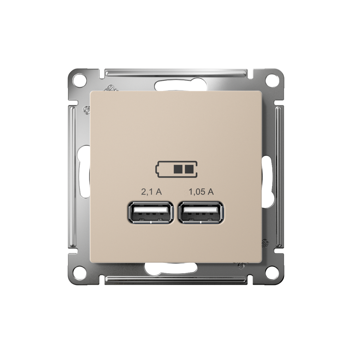 ATLASDESIGN USB РОЗЕТКА A+A, 5В/2,1 А, 2х5В/1,05 А, механизм, ПЕСОЧНЫЙ Systeme Electric ATN001233