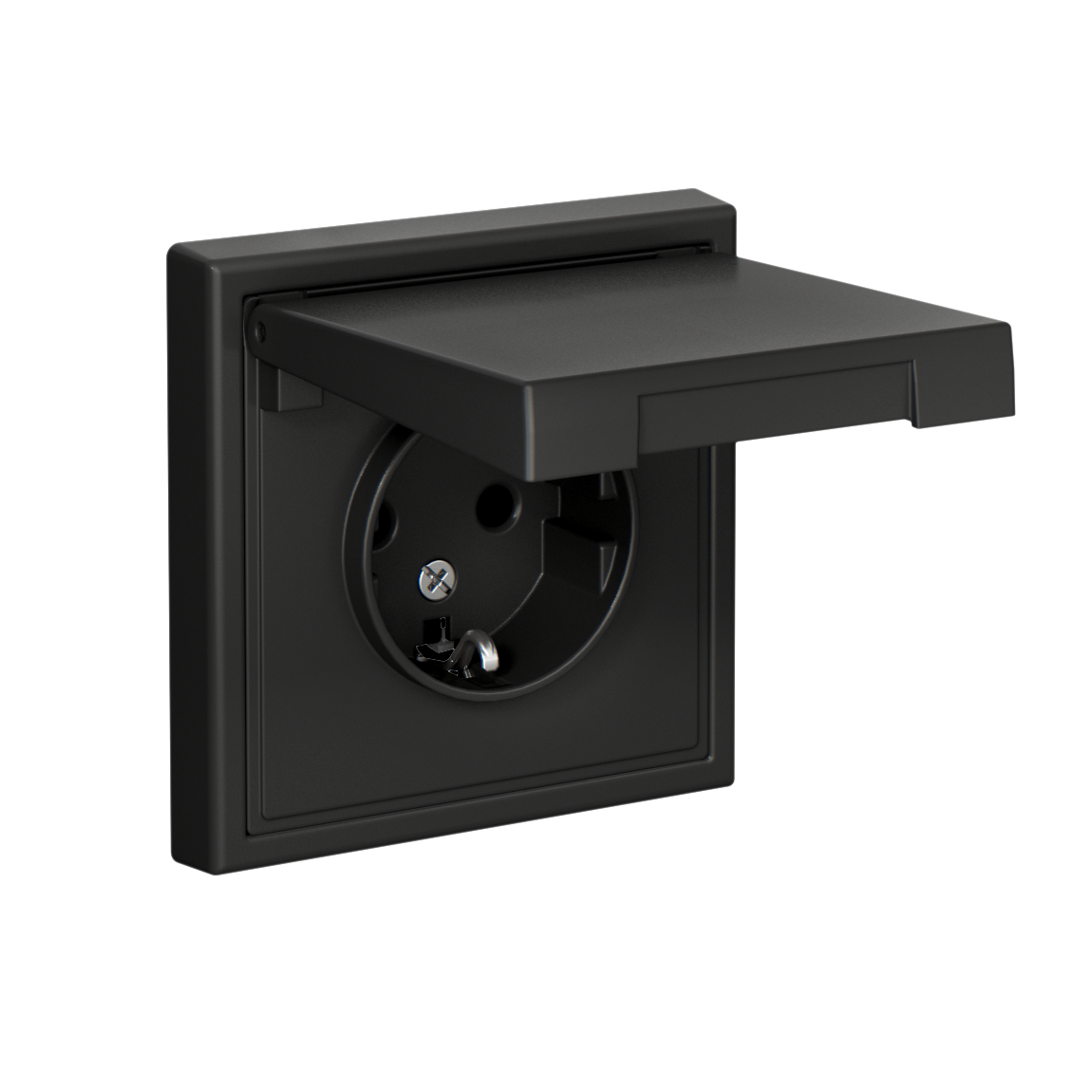 ARTGALLERY розетка с заземл. со шторк. с крышкой, 16А, IP20, механизм, базальт Systeme Electric GAL001446