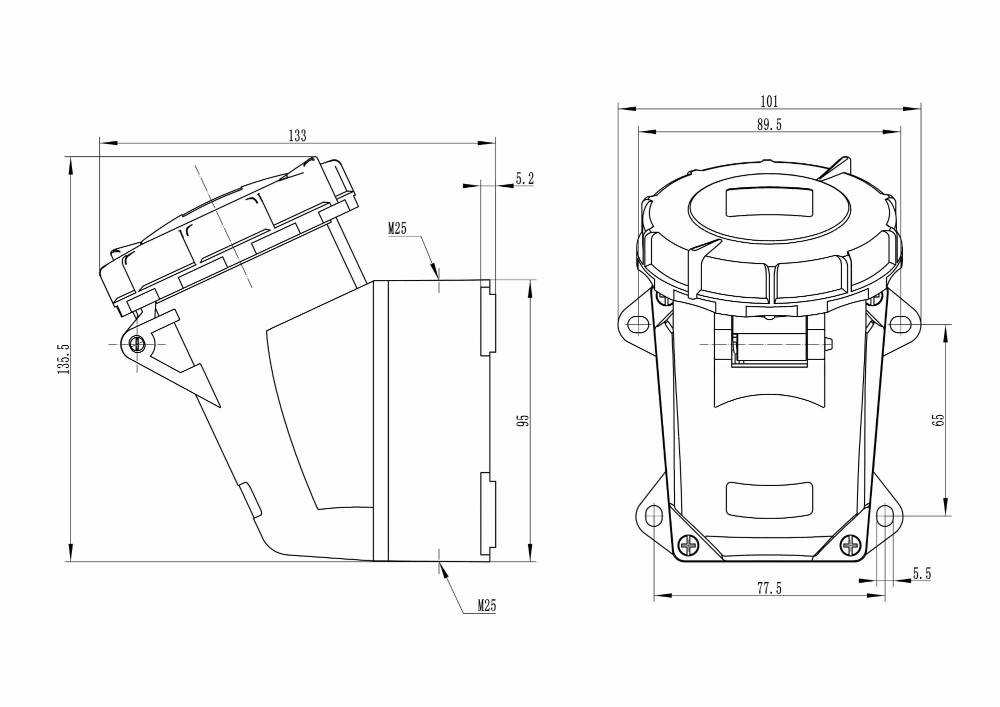 Розетка наружная IP67 16А 3P+E+N 400V DKC DIS5181657T