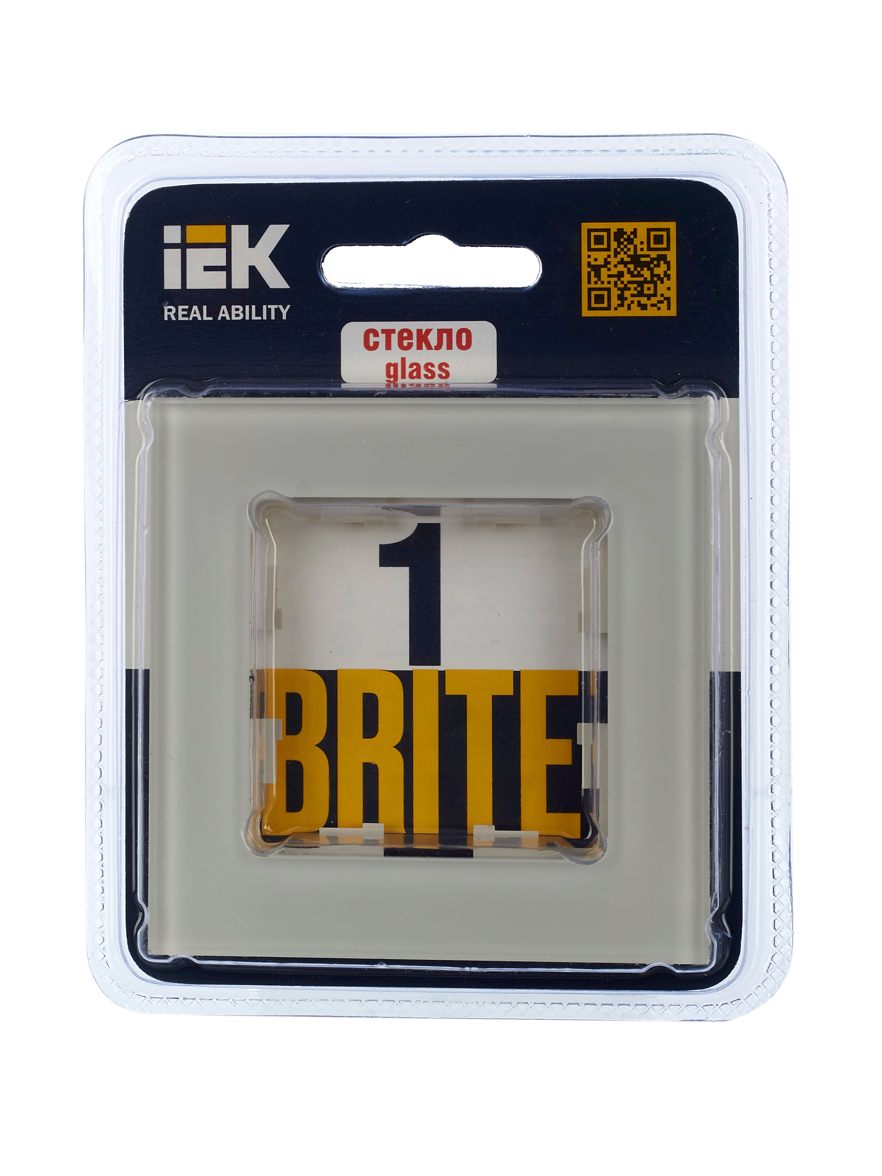 BRITE Рамка 1 пост РУ-1-2-БрВа стекло ванильный IEK BR-M12-G-K10