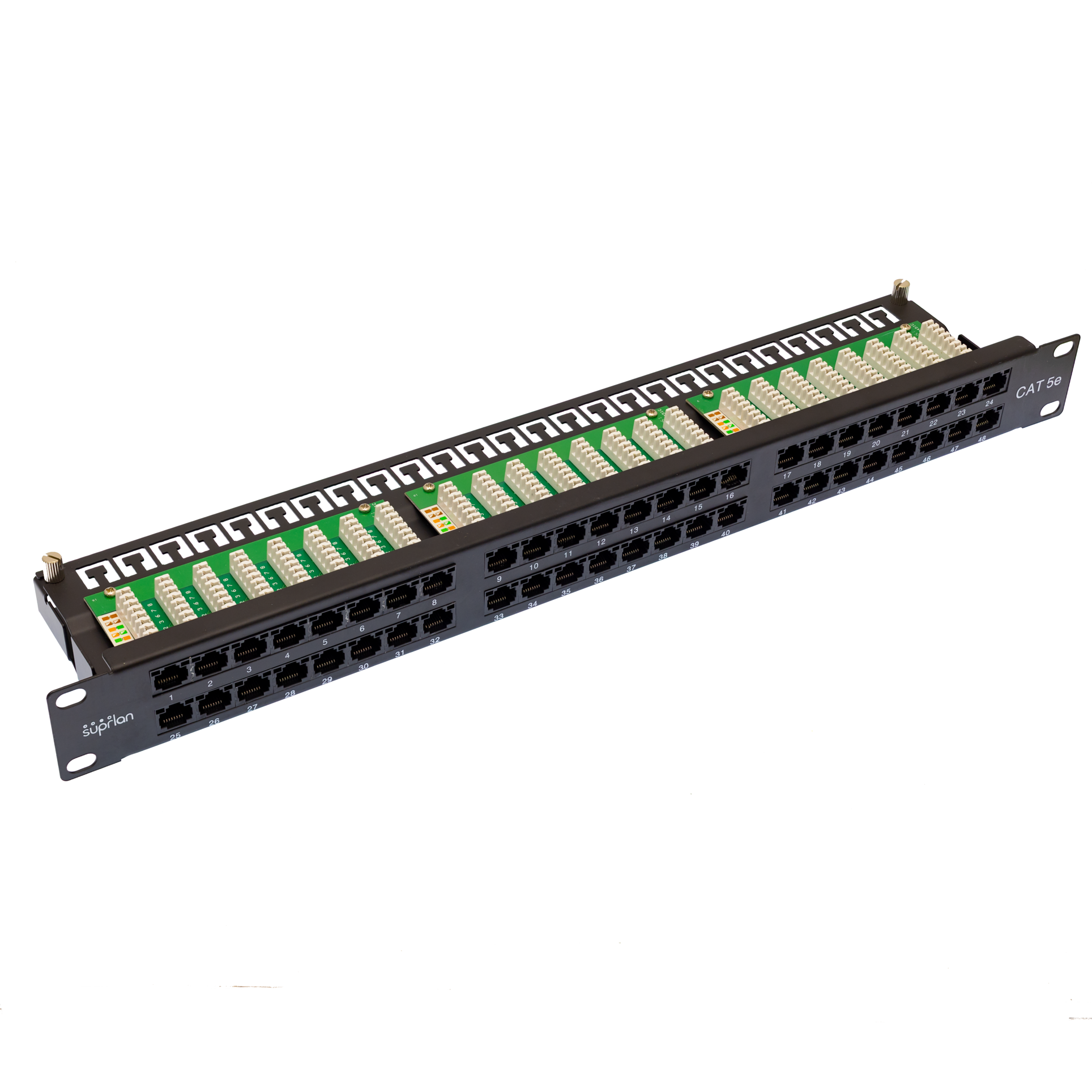 Патч-панель высокой плотности 19'. 48 портов RJ-45. UTP. Cat.5e. 1U SUPRLAN 10-0406