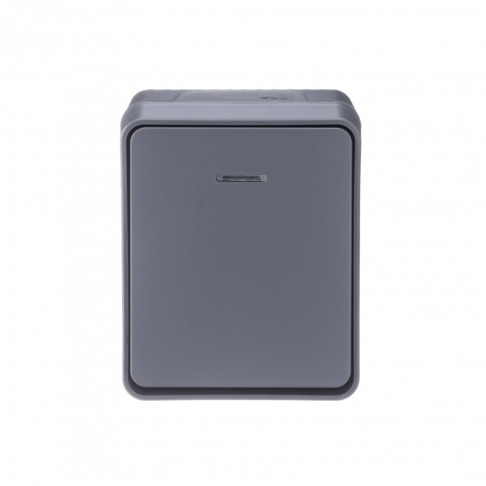 AtlasDesign Profi54 выключатель одноклавишный с подсветкой IP54 10 АХ, АНТРАЦИТ, Россия Systeme Electric ATN544013