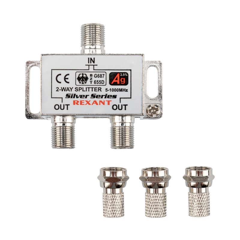 Делитель ТВ х 2 + 3шт. F BOX 5-1000 МГц Silver, REXANT 05-6101 etm05-6101