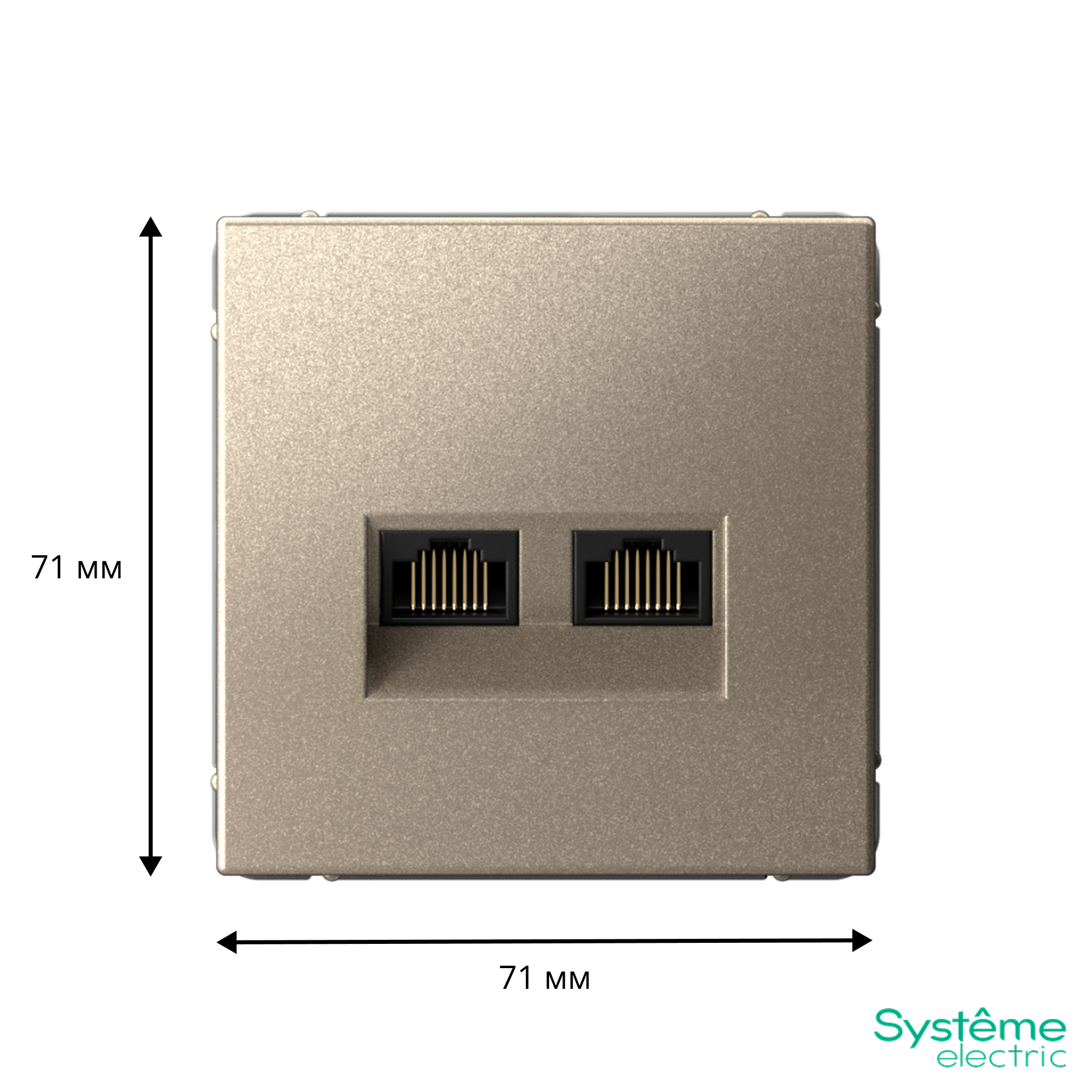 ARTGALLERY РОЗЕТКА двойная компьютерная RJ45+RJ45, кат. 5е, механизм, ШАМПАНЬ Systeme Electric GAL000585