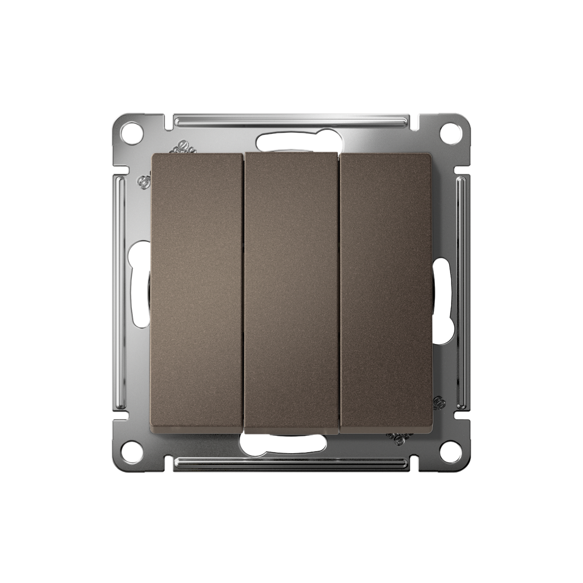 Выключатель трехклавишный ATLASDESIGN схема 1+1+1 10АХ механизм мокко Systeme Electric ATN000631