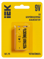 Батарейка щелочная Alkaline 6LR61 9V (1шт/блистер) IEK ABT-6LR619V-OP-L01