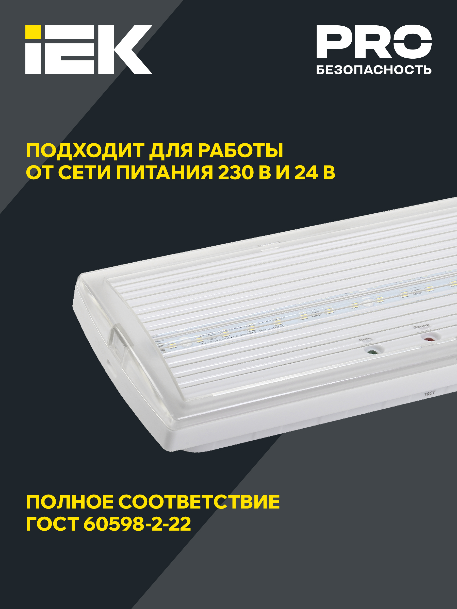 Светильник аварийный ДПА 5030-3 постоянный 3ч IP20 IEK LDPA0-5030-3H-K01