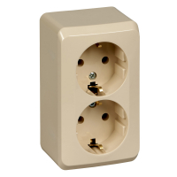 ЭТЮД Розетка двойная наружная с заземлением без шторок бежевая Systeme Electric PA16-007K