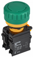 Кнопка Грибок поворот. с фикс. 1NO+1NC зелёная MASTER IEK MI-BG60-11ZS-3-23-K06