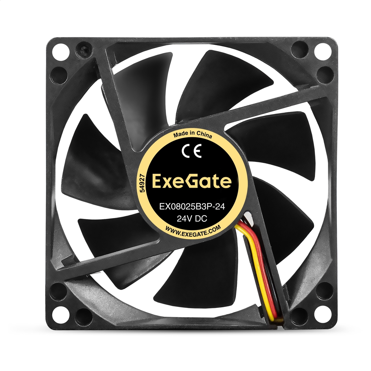 Вентилятор для корпуса 24В DC, 80x80x25 мм, 3pin, 2900RPM, 30dBA, двойной шарикоподшипник ExeGate EX297084RUS