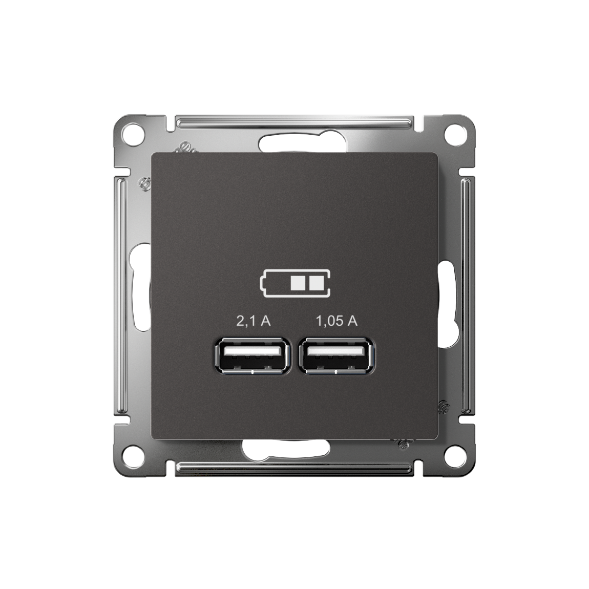 ATLASDESIGN USB РОЗЕТКА A+A, 5В/2,1 А, 2х5В/1,05 А, механизм, БАЗАЛЬТ Systeme Electric ATN001433