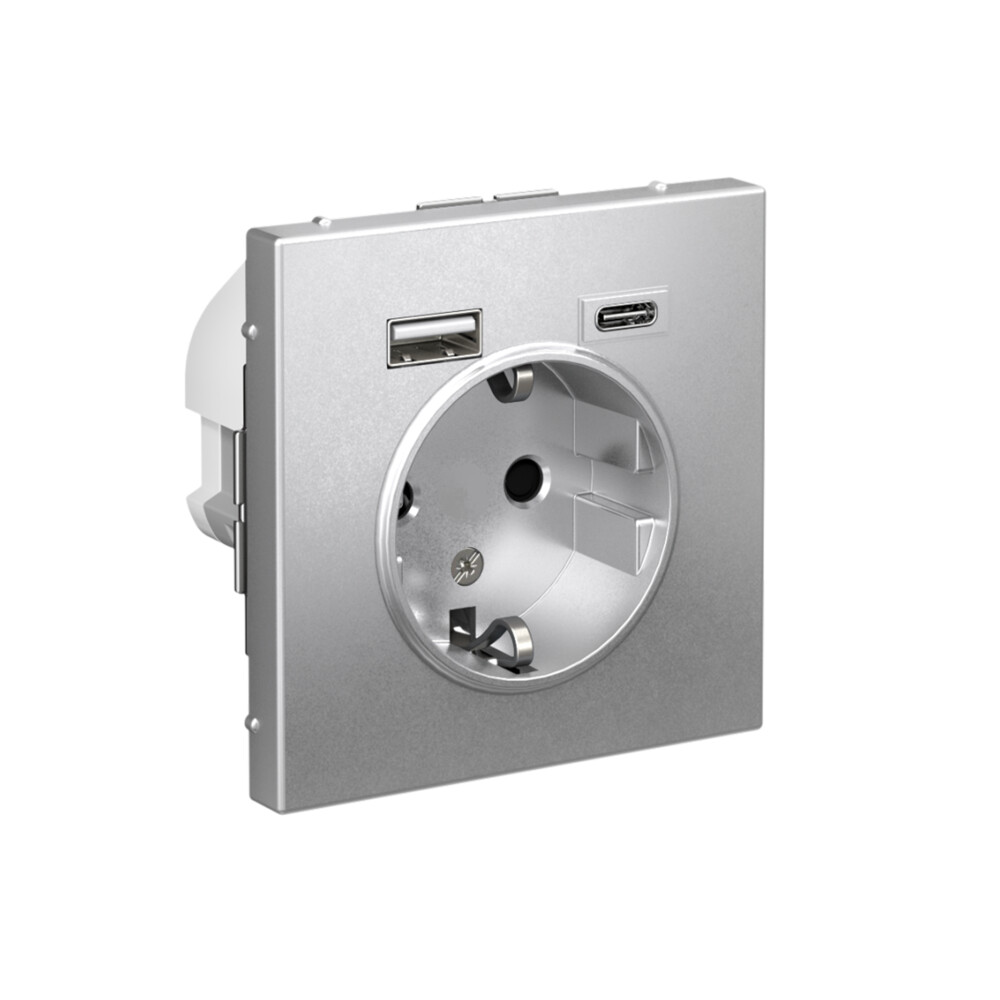 ARTGALLERY розетка 16А с 2 USB A+C, 5В/2,4А/3,0А, 2х5В/1,5А, механизм, алюминий Systeme Electric GAL000332