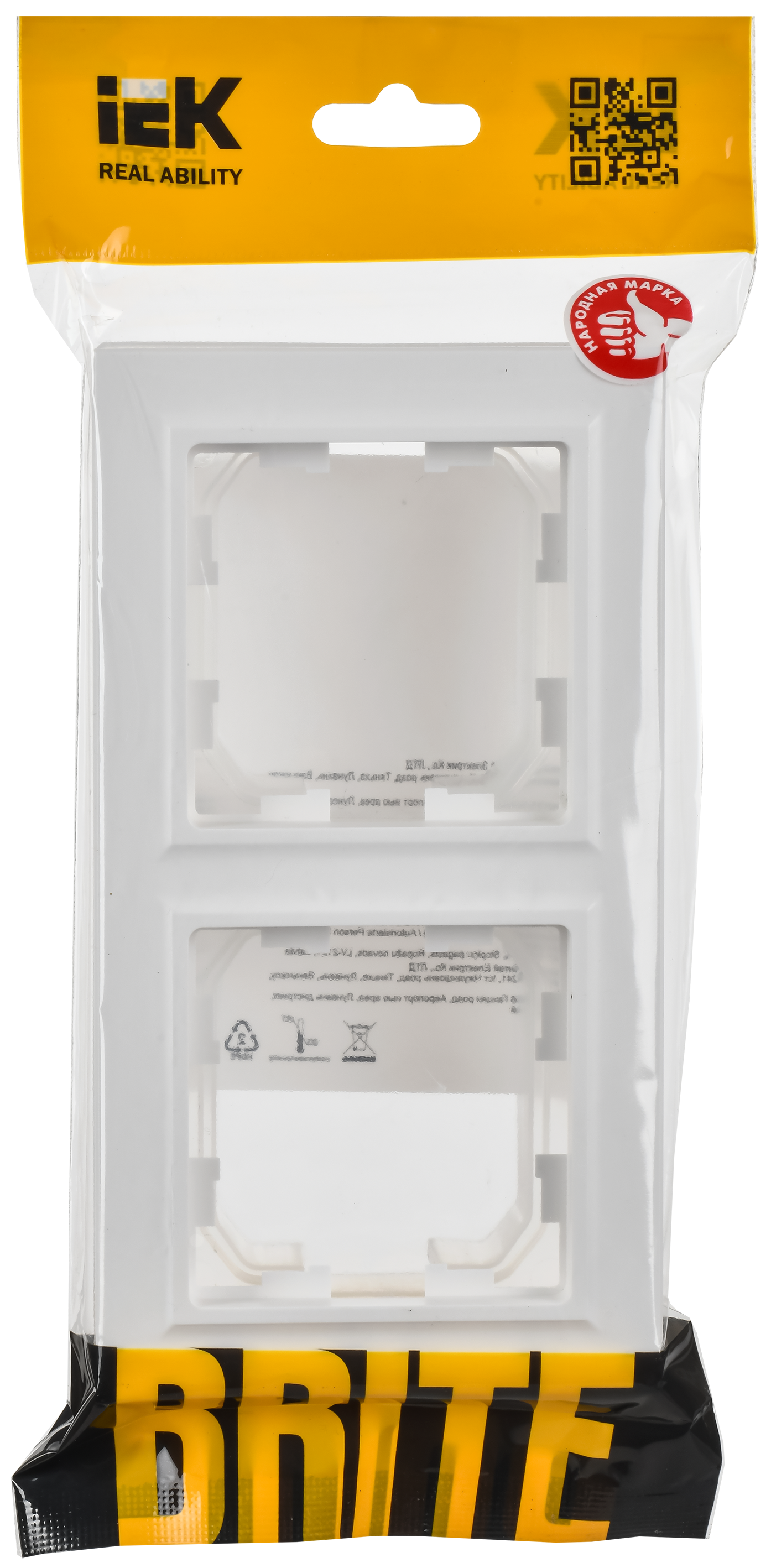 BRITE Рамка 2-местная IP44 РУ-2-БрАБ-44 арктический белый IEK BR-M22-44-K91