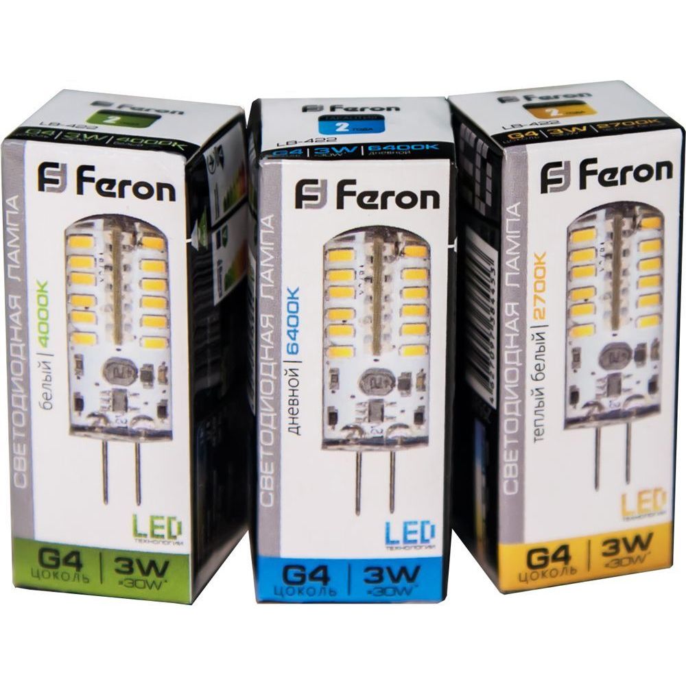 Лампа светодиодная LED 3вт 12в G4 дневной капсульная FERON LB-422 48LED 25533