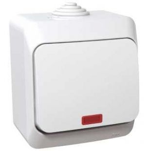 ЭТЮД Выключатель одноклавишный наружный с подсветкой IP44 белый Systeme Electric BA10-045B
