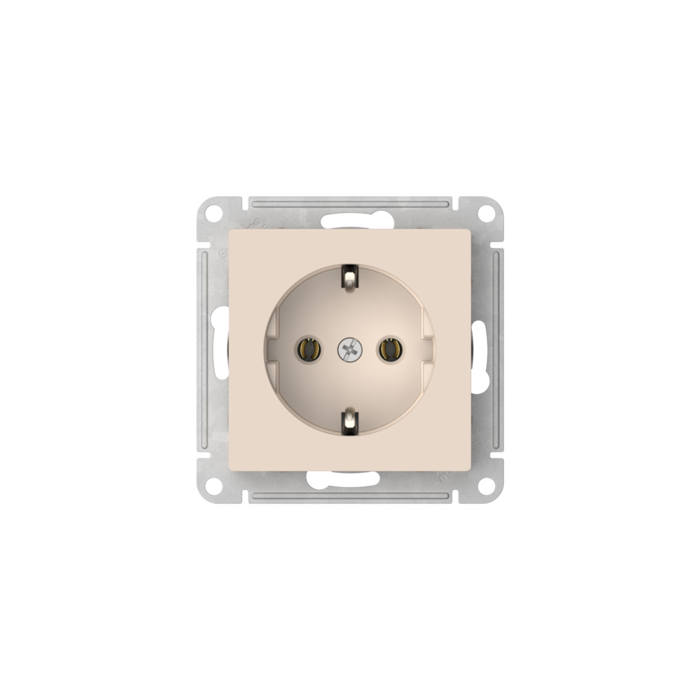 ATLASDESIGN РОЗЕТКА с заземлением, 16А, быстрозажимные клеммы, БЕЖЕВЫЙ Systeme Electric ATN000243S