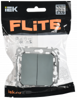 FLITE Выключатель 2-клавишный 10А ВС12-1-0-ФлС серый IEK FI-V20-0-10-1-K03