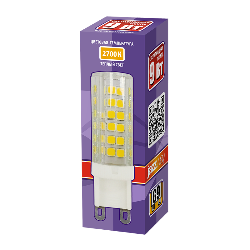 Лампа светодиодная LED 9Вт G9 теплый свет JazzWay 5001039