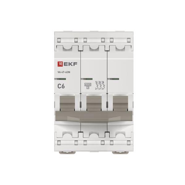 Автоматический выключатель 3P 6А (С) 6kA ВА 47- 63N PROxima EKF M636306C