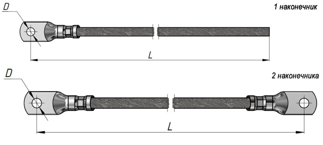 Проводник заземляющий П-750 S=6 мм (с двумя након.) ГОФРОМАТИК АО "ЗЭТА" zeta11230