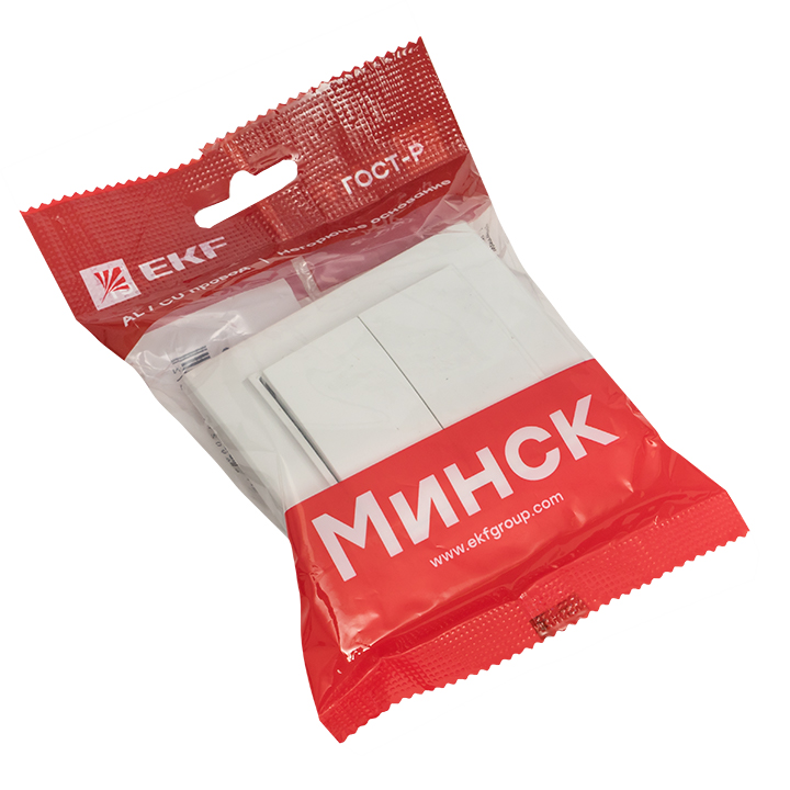 Выключатель Минск 2-клавишный СП 10А белый EKF ERV10-023-10