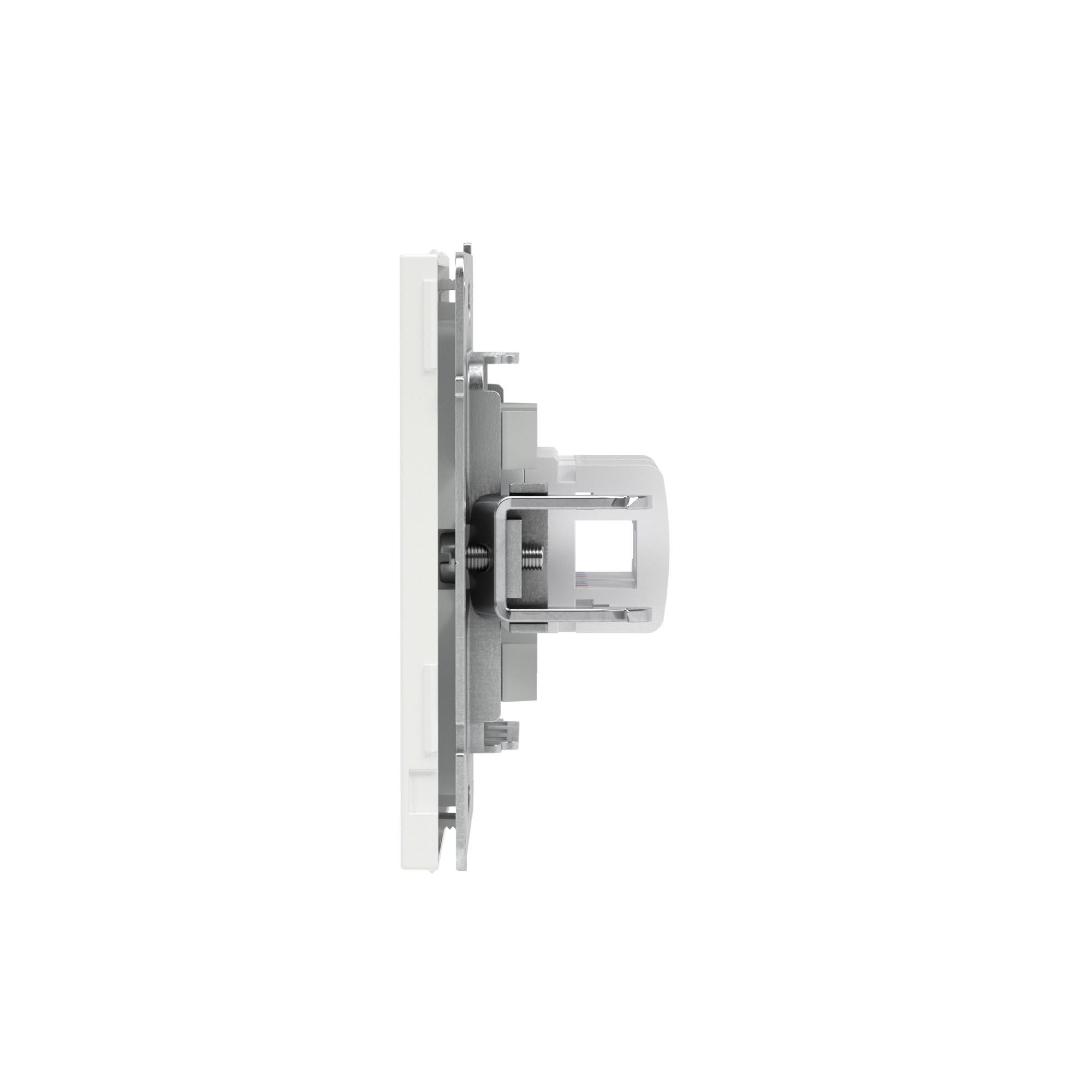Компьютерная розетка RJ-45 без шторки, кат.6А двойная, KANT, белая магнолия DKC 7000674