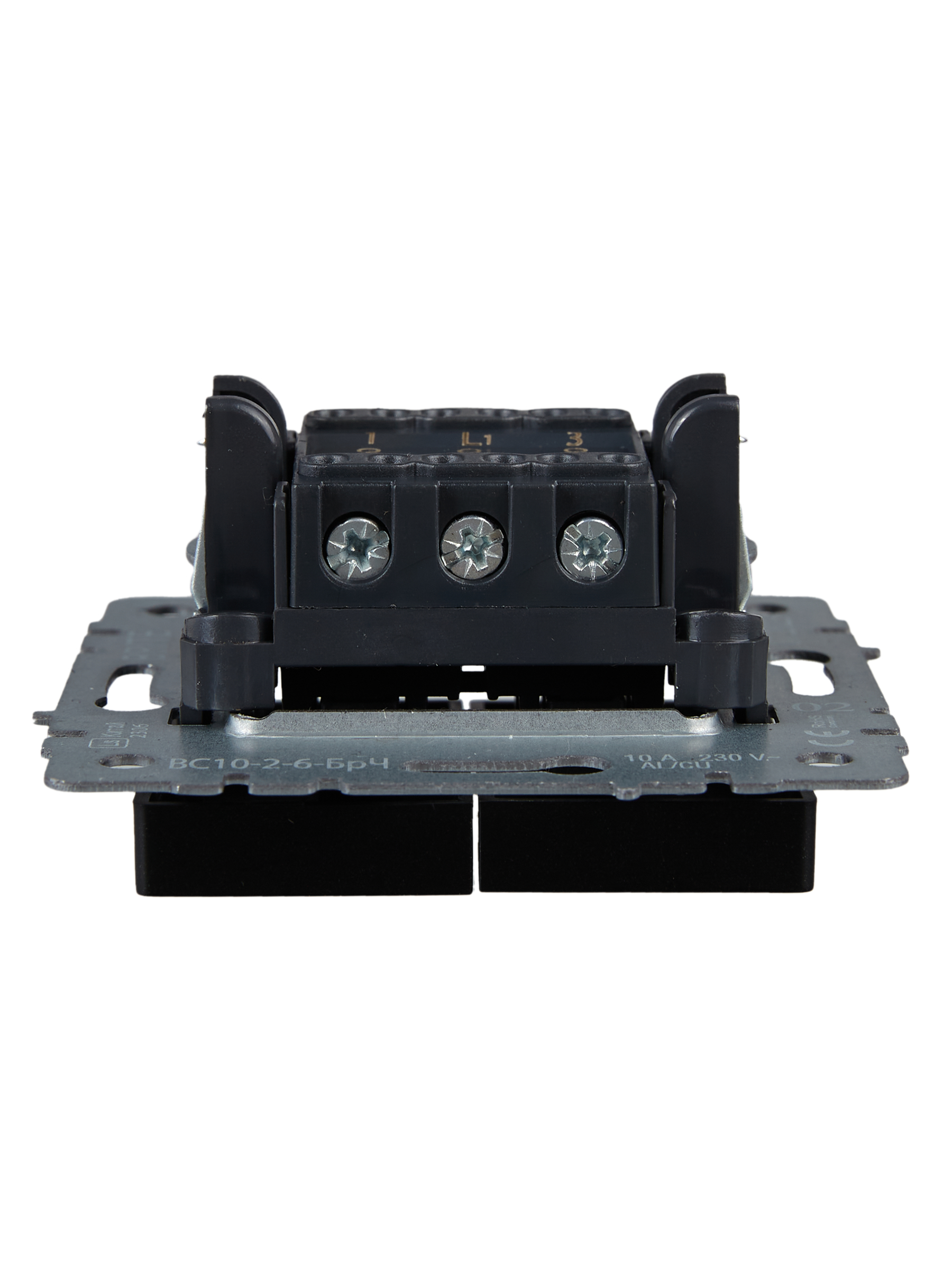 BRITE Выключатель двухклавишный проходной 10А ВС10-2-6-БрЧ черный IEK BR-V22-0-10-K02