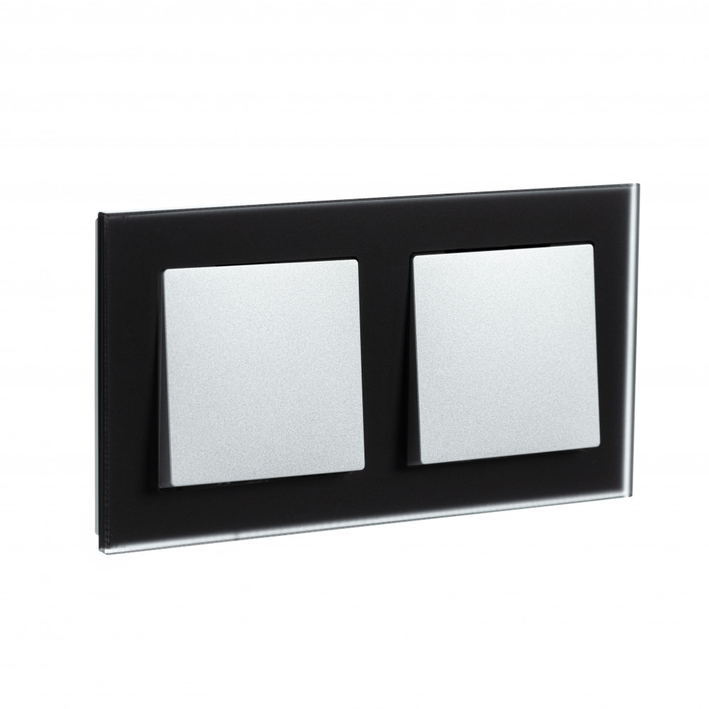 Рамка двухпостовая ATLASDESIGN NATURE, МАТОВОЕ СТЕКЛО ЧЕРНЫЙ Systeme Electric ATN331002
