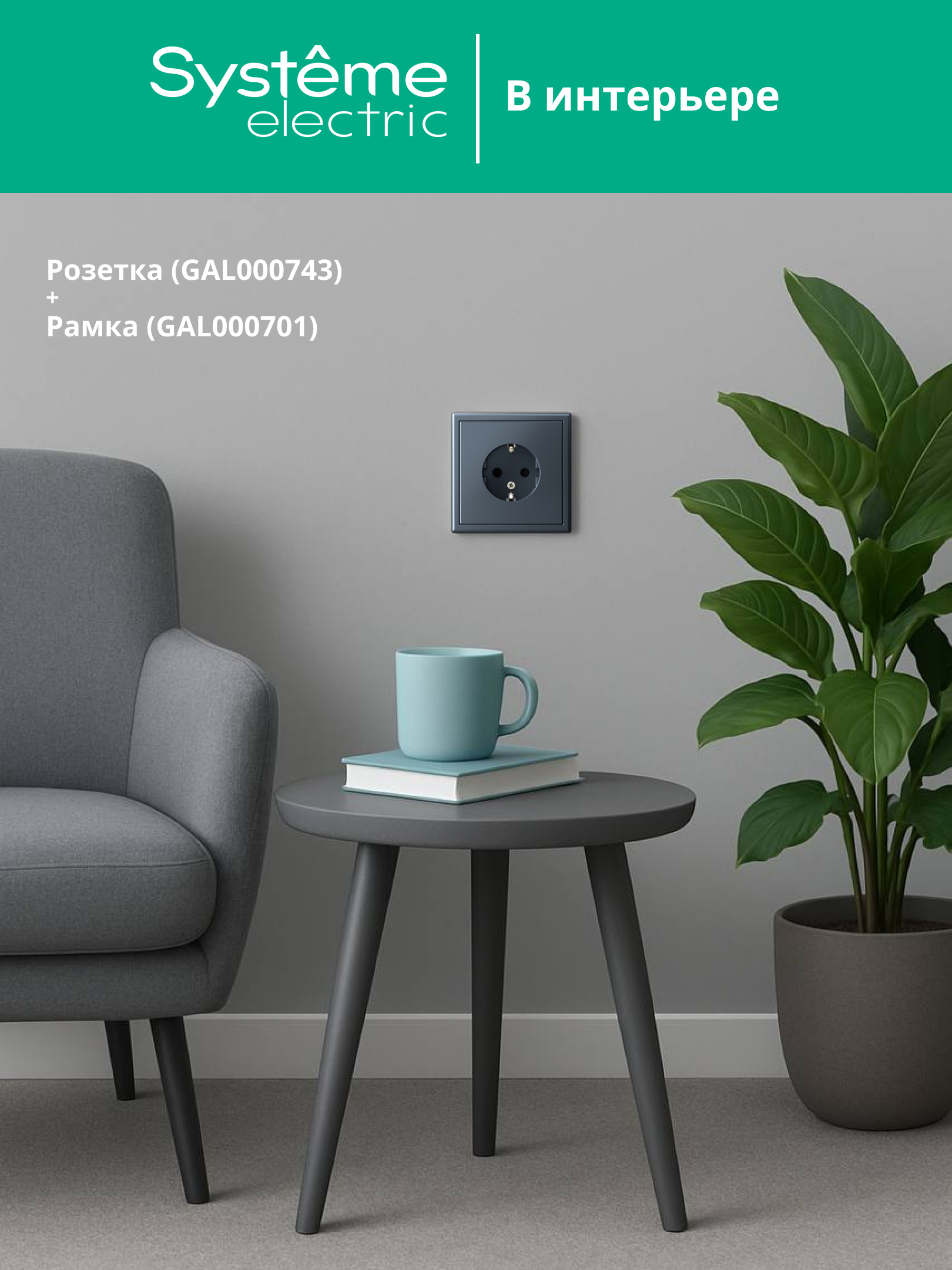 ARTGALLERY розетка с заземлением, 16А, механизм, грифель Systeme Electric GAL000743