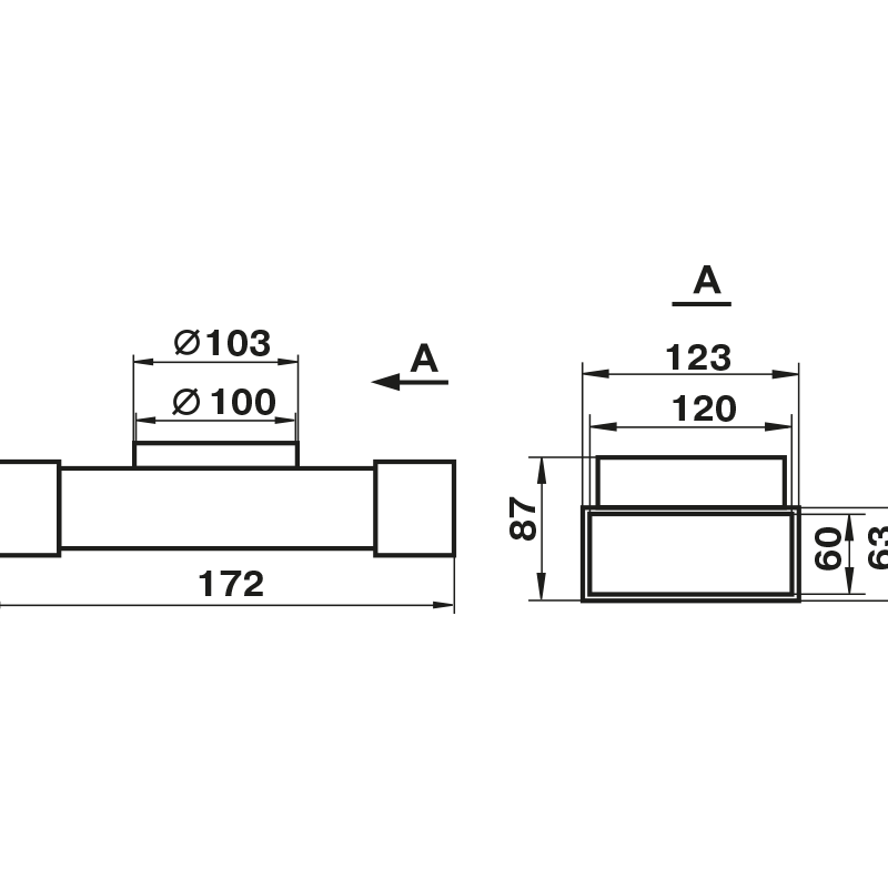 Тройник 60 х 120 D100 в индивидуальной упаковке 731 ZERNBERG 10211121 00-021112  