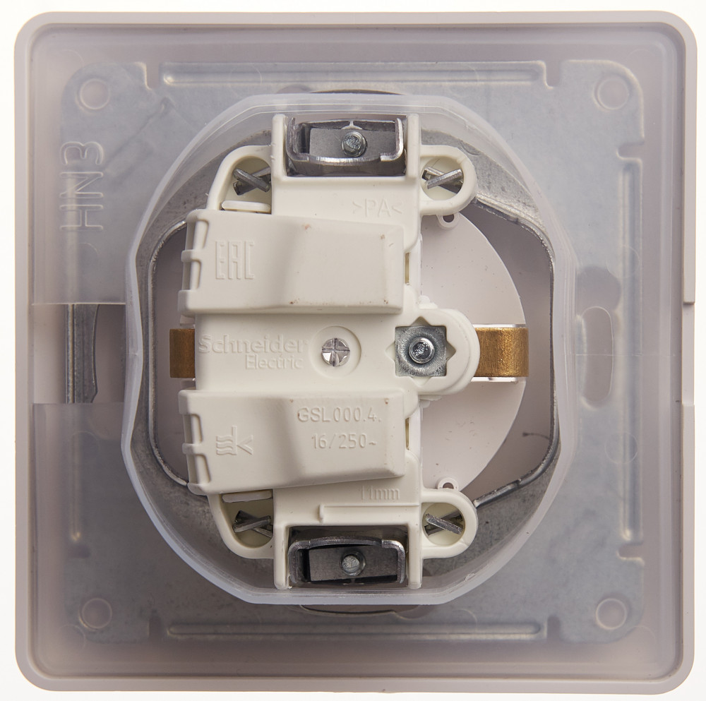 GLOSSA Розетка с заземлением со шторками с крышкой белая в сборе IP44 Systeme Electric GSL000148