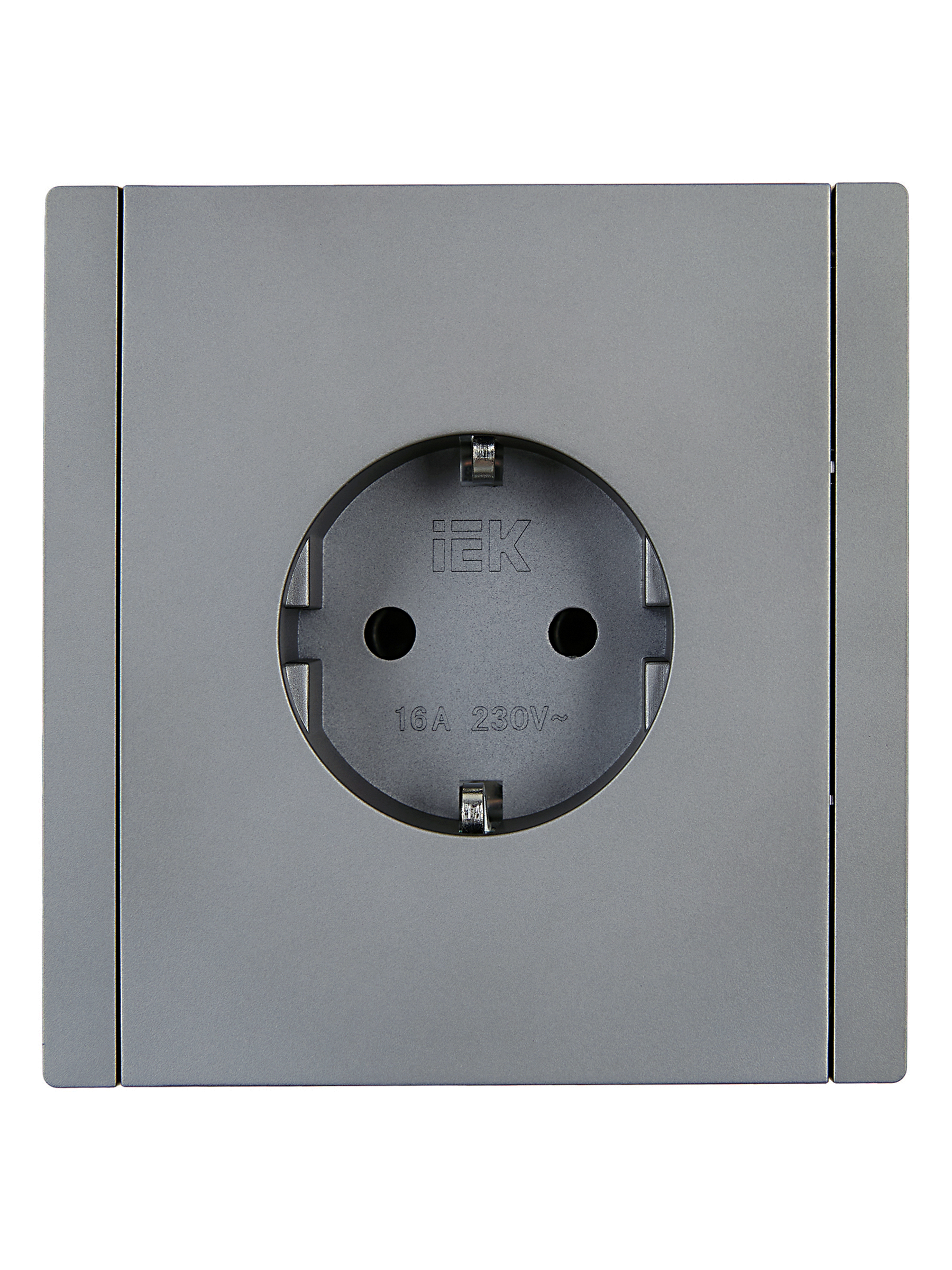 FORTE&PIANO Розетка 1-местная с заземлением с защитными шторками безвинтовое крепление 16А FP513 сталь IEK FP-R14-16-1-K46