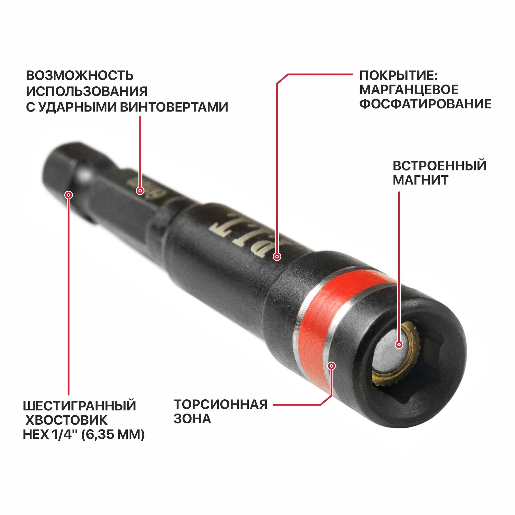 Бита с торцевой головкой магнитная   65x8 мм P.I.T. ASDR06-0008