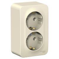 BLANCA розетка наружная двойная с заземлением, без шторок, с изолирующей пластиной, 16А, 250В, молочный Systeme Electric BLNRA010212